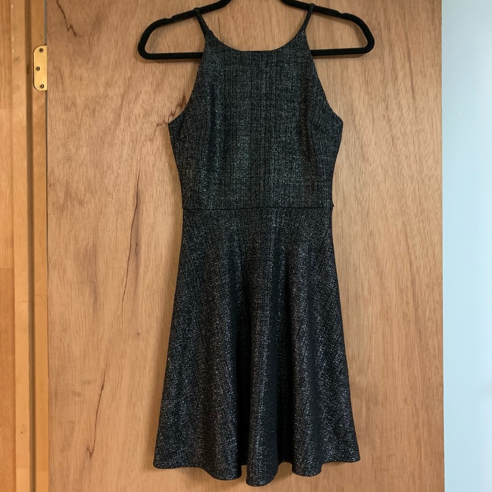 AQUA Little Black (& Silver Metallic) Sleeveless DRESS!
